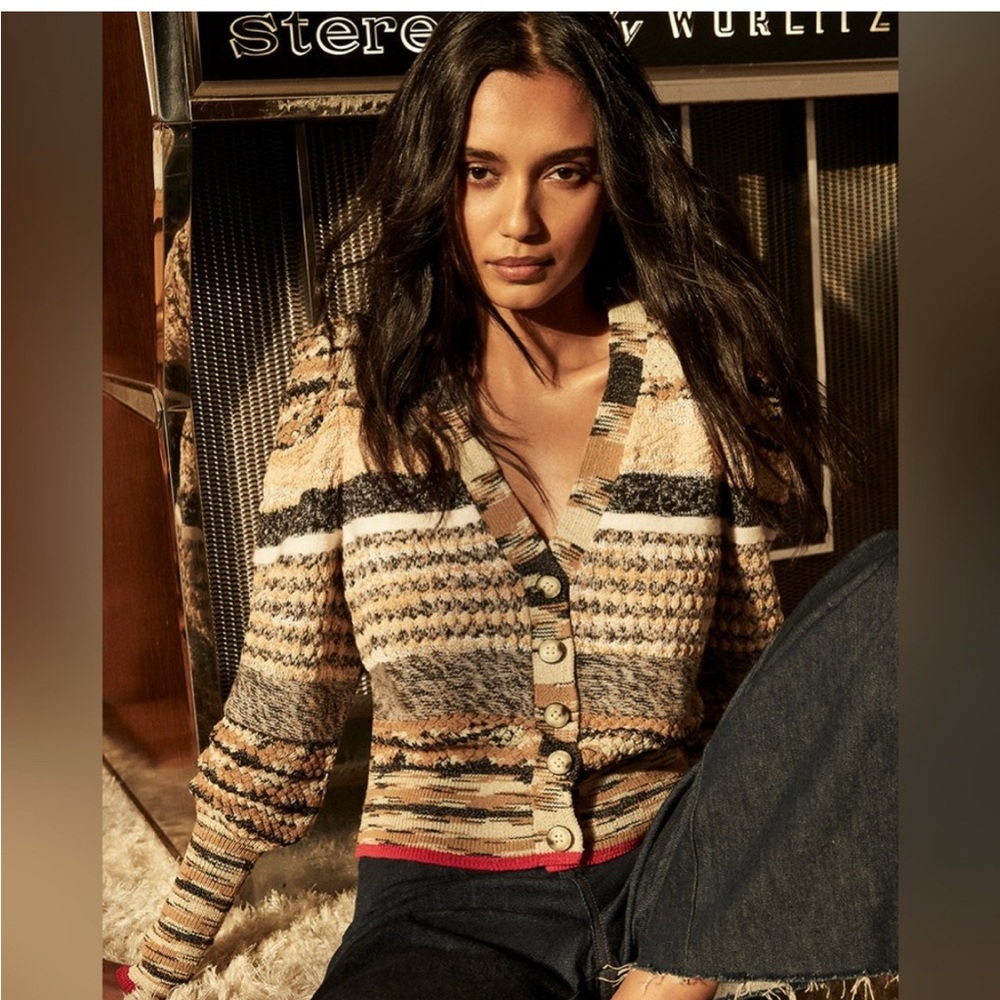 Veronica Beard Cardigan- XL - Striped - Earth Tones